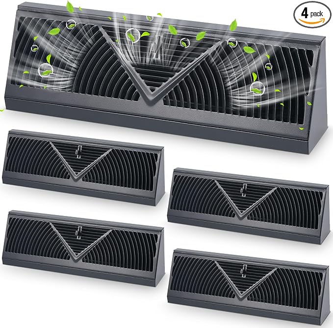 4 Pcs Baseboard Register Vent 24 Inch Duct Opening Size Baseboard Vent Covers Baseboard Diffuser Adjustable Corner Baseboard