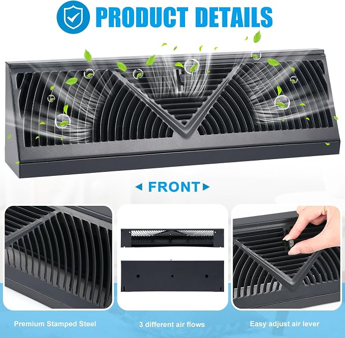 4 Pcs Baseboard Register Vent 24 Inch Duct Opening Size Baseboard Vent Covers Baseboard Diffuser Adjustable Corner Baseboard