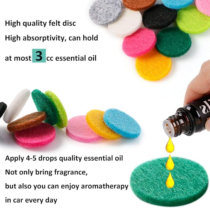 4 PCS Car Vent Clip Diffuser Clip, 30mm Aromatherapy Essential Oil Diffuser Car Clip with 40 Felt Pads, Gift for Women/Men