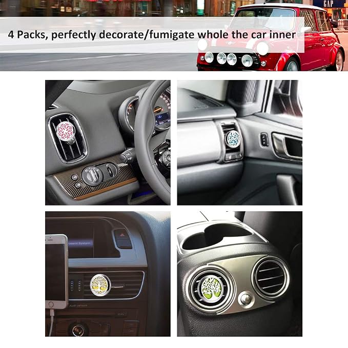 4 PCS Car Vent Clip Diffuser Clip, 30mm Aromatherapy Essential Oil Diffuser Car Clip with 40 Felt Pads, Gift for Women/Men