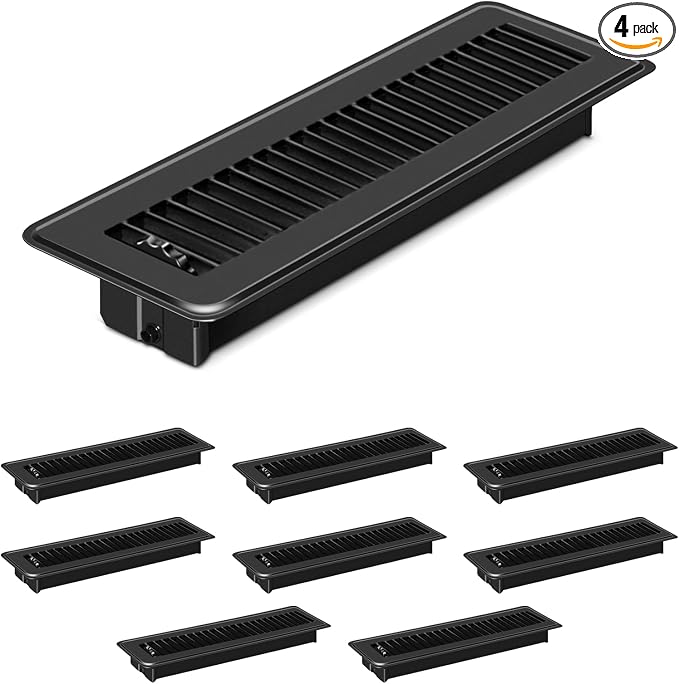 4 PCS Floor Vents Floor Registers 2x10 inch, Heavy Duty Metal Heat Air Vent Covers 2 X 10 with Rust Proof Finish for Home