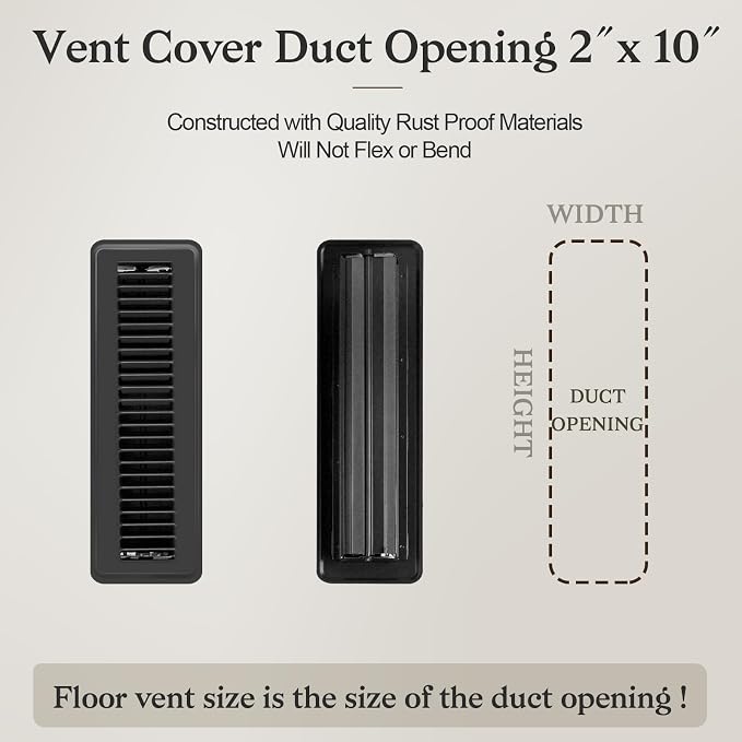 4 PCS Floor Vents Floor Registers 2x10 inch, Heavy Duty Metal Heat Air Vent Covers 2 X 10 with Rust Proof Finish for Home