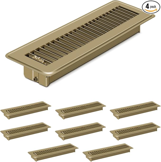 4 PCS Floor Vents Floor Registers 2x10 inch, Heavy Duty Metal Heat Air Vent Covers 2 X 10 with Rust Proof Finish for Home