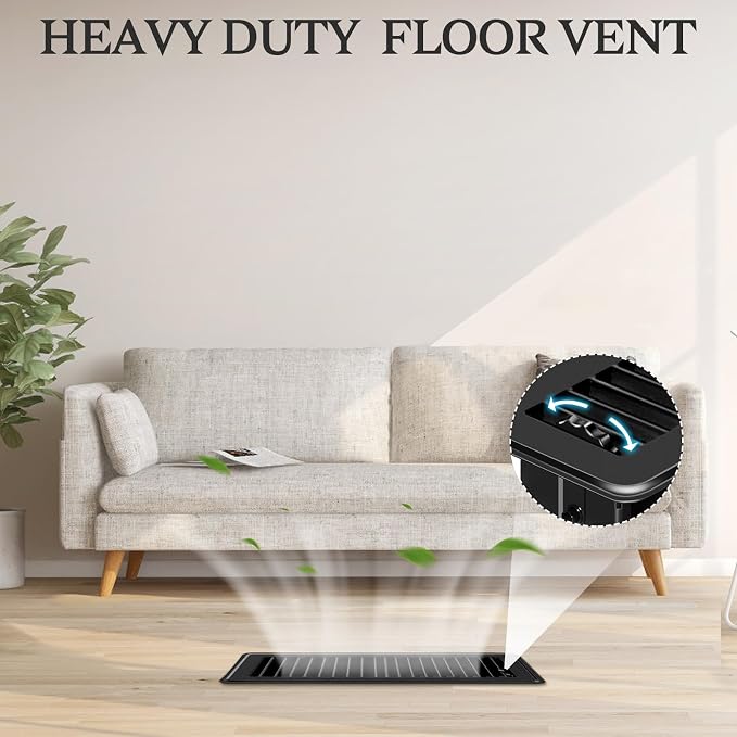 4 PCS Floor Vents Floor Registers 2x12 inch, Heavy Duty Metal Heat Air Vent Covers 2 X 12 with Rust Proof Finish for Home