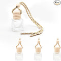 4 PCS Hanging Car Air Freshener, 8ml Empty Glass Perfume Bottle Pendant with Wooden Caps & Ropes, product image