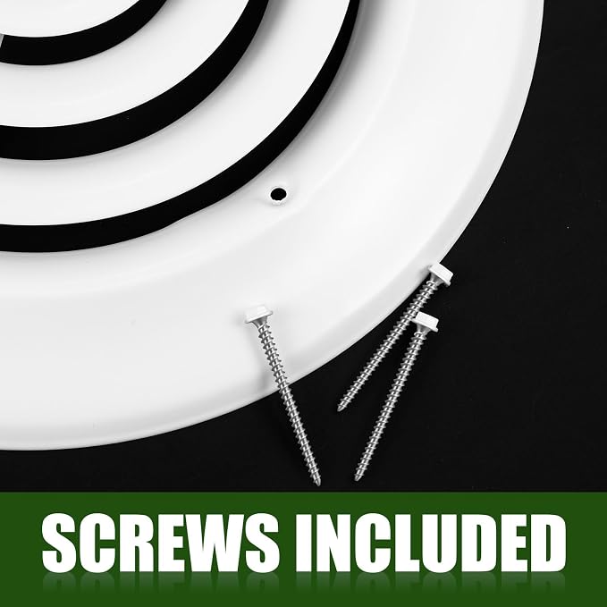 4 Pieces 6 Inch Round Vent Cover, Ceiling Diffuser HVAC Vent Duct Cover Replacement with Screws to Install, alternate view 4