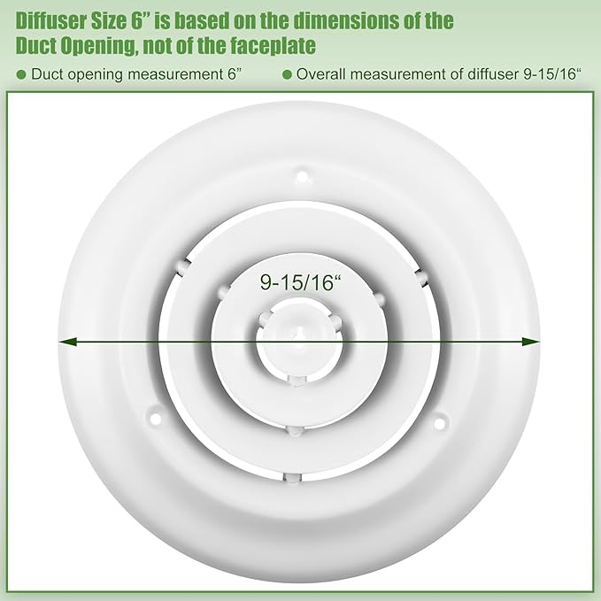 4 Pieces 6 Inch Round Vent Cover, Ceiling Diffuser HVAC Vent Duct Cover Replacement with Screws to Install, alternate view 5