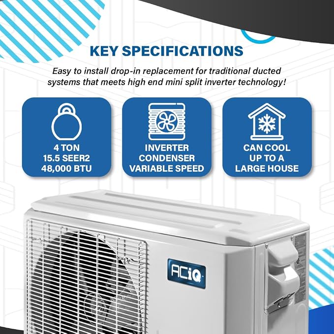 4 Ton 15.5 SEER Central Air Conditioner Condenser - R410A Inverter | 48000 BTU AC System, alternate product view 2