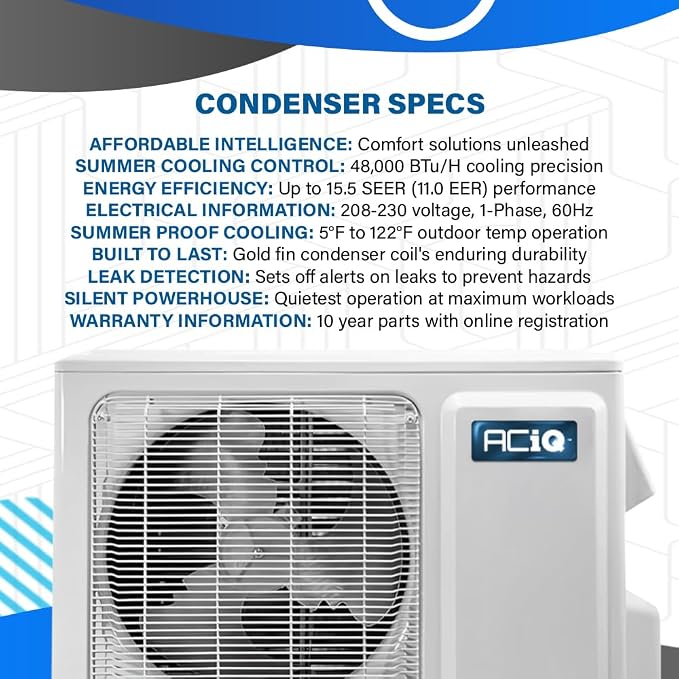 4 Ton 15.5 SEER Central Air Conditioner Condenser - R410A Inverter | 48000 BTU AC System, alternate product view 3