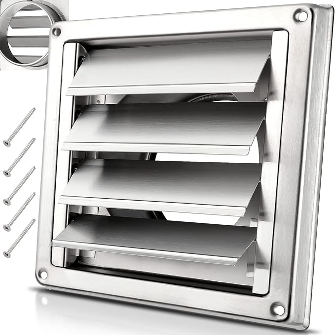 4" Upgrade Metal Dryer Vent Cover for House, Premium Stainless Steel Dryer Vent with 4 Screws Rubber Gasket, Best Exterior