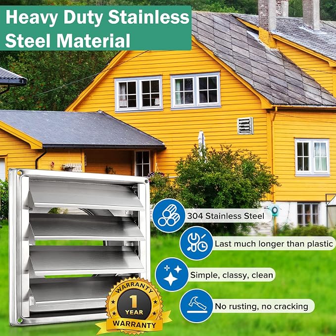 4" Upgrade Metal Dryer Vent Cover for House, Premium Stainless Steel Dryer Vent with 4 Screws Rubber Gasket, Best Exterior