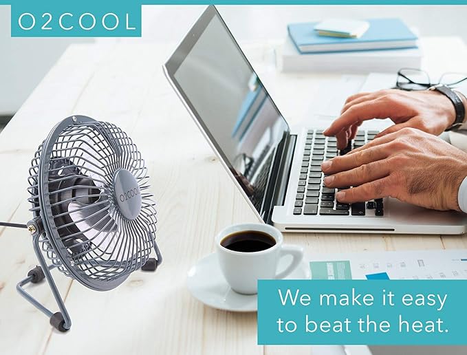 4" USB Personal Desk Fan – Portable Mini Table Cooling Fan - Plugs into Computer - Adjustable 360° Tilt, Quiet, Rubber Grip