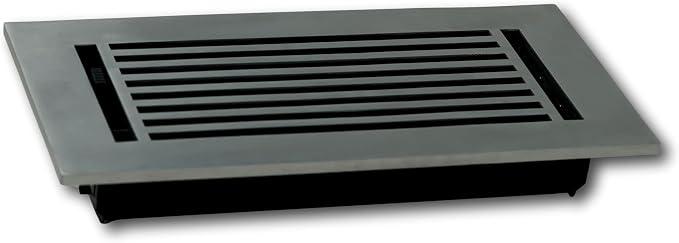 4 x 10 Cast Aluminum Linear Bar Vent Cover with Damper - Brushed Satin (Overall: 5.75 x 11.75) | Floor Register, alternate
