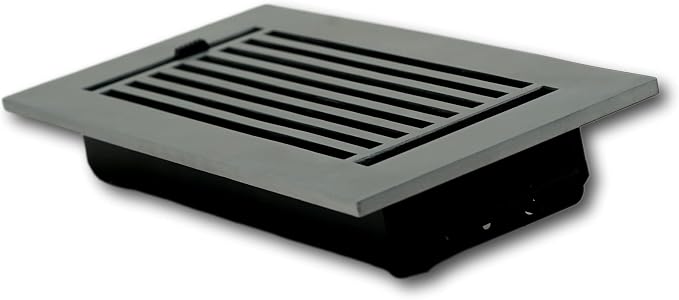 4 x 10 Cast Aluminum Linear Bar Vent Cover with Damper - Brushed Satin (Overall: 5.75 x 11.75) | Floor Register, alternate