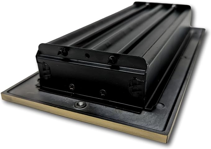 4 x 10 Cast Aluminum Linear Vent Cover with Damper - Antique Brass (Overall: 5.25 x 11.5) | Floor Register, alternate view 3