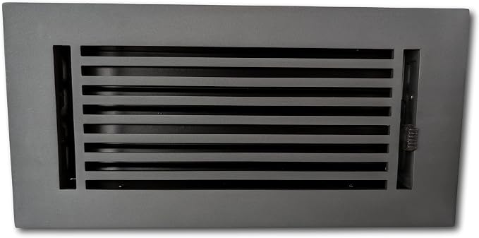 4 x 10 Cast Aluminum Linear Vent Cover with Damper - Carbon Gray (Overall: 5.25 x 11.5) | Floor Register - Wall