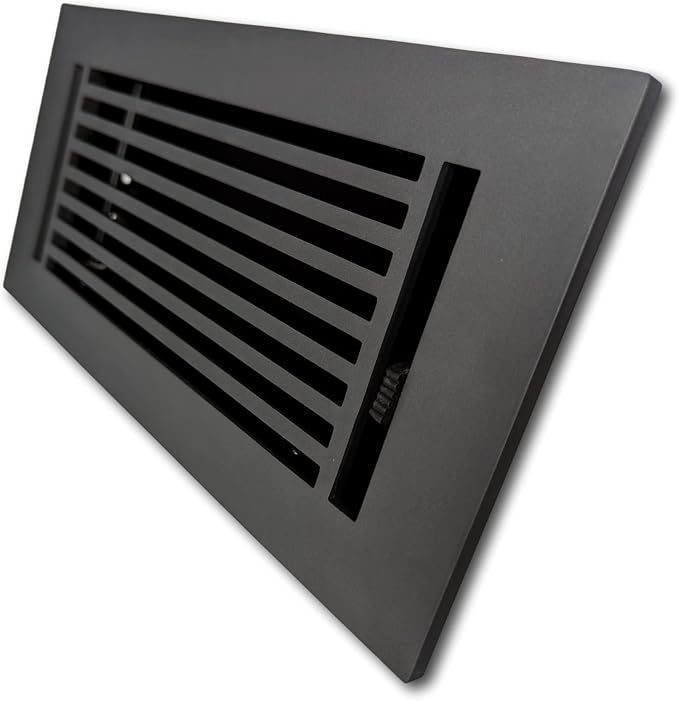 4 x 10 Cast Aluminum Linear Vent Cover with Damper - Carbon Gray (Overall: 5.25 x 11.5) | Floor Register - Wall, alternate
