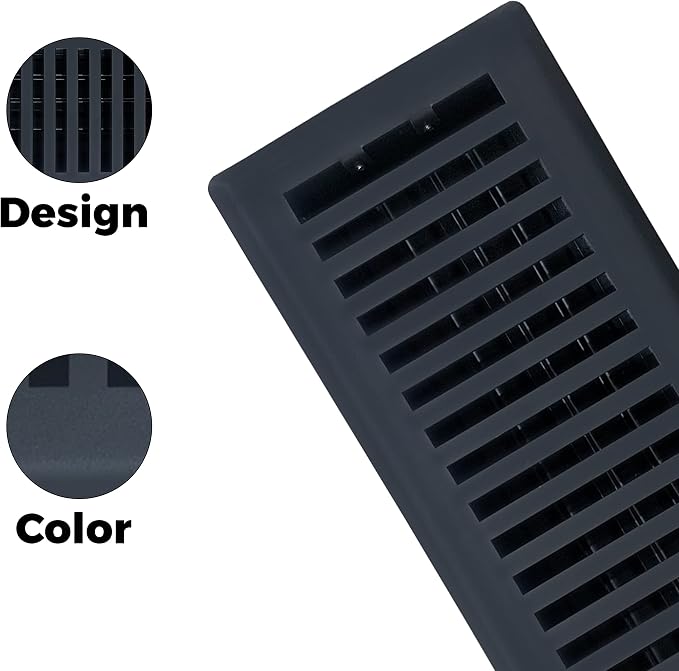 4" x 10" Contemporary Design Steel Floor Register in Granite Grey Finish for Floor - Decorative Air Vent Covers, alternate