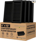 4" x 10" Contemporary Design Steel Floor Register in Textured Black Finish for Floor - Decorative Air Vent Covers- Floor
