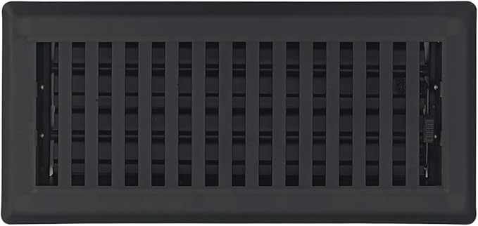 4" x 10" Contemporary Design Steel Floor Register in Textured Black Finish for Floor - Decorative Air Vent, alternate view 2