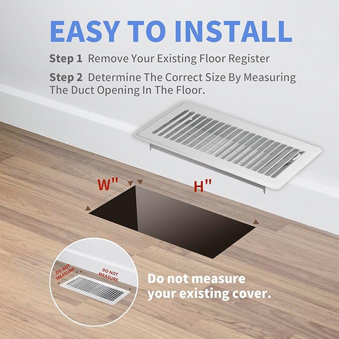 4" x 10" Floor Register - Heavy Duty Steel Walkable Floor Vents - Easy Adjust Air Supply Lever - Vent Covers for, alternate