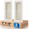 4" x 10" Floor Register Vent Covers 2-Pack, Walkable Powder-Coated Metal Vent Covers with Adjustable Airflow