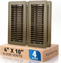 4" x 10" Floor Register Vent Covers 4-Pack, Walkable Powder-Coated Metal Vent Covers with Adjustable Airflow