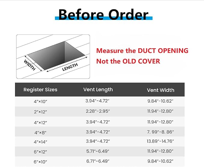 4" x 10" Floor Register Vent Covers 4-Pack, Walkable Powder-Coated Metal Vent Covers with Adjustable Airflow, alternate view