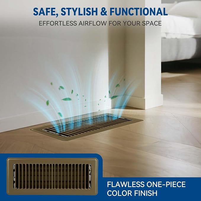 4" x 10" Floor Register Vent Covers 4-Pack, Walkable Powder-Coated Metal Vent Covers with Adjustable Airflow, alternate view