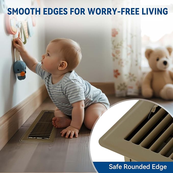 4" x 10" Floor Register Vent Covers 4-Pack, Walkable Powder-Coated Metal Vent Covers with Adjustable Airflow, alternate view