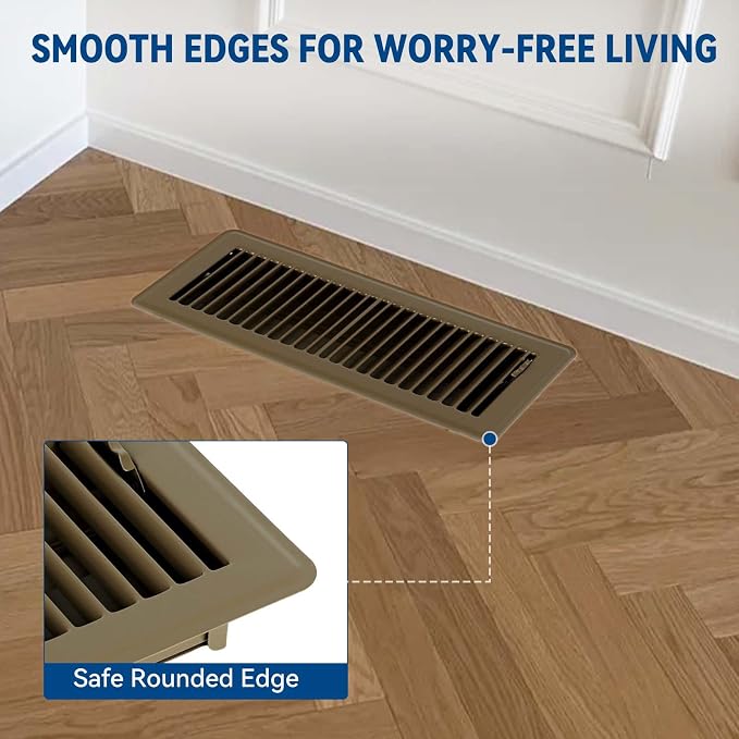 4" x 10" Floor Register Vent Covers 4-Pack, Walkable Powder-Coated Metal Vent Covers with Adjustable Airflow, alternate view