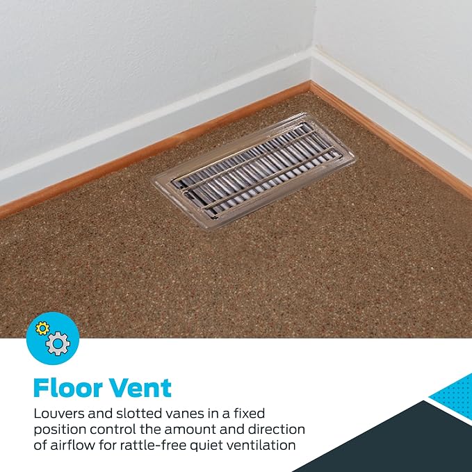 4 x 10 Inch (Duct Opening) Floor Register Vent Cover, One-Way Ventilation Register Diffuser, Solid Steel HVAC Air Vent Cover