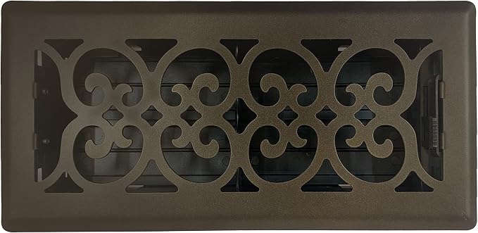 4" x 10" Victorian Design Floor Register in Metallic Bronze Finish - Vent Covers for Home Floor- Decorative Air Vent
