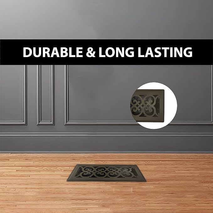4" x 10" Victorian Design Floor Register in Metallic Bronze Finish - Vent Covers for Home Floor- Decorative Air Vent