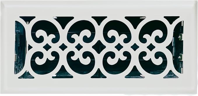 4" x 10" Victorian Design Steel Floor Register in Glacier White Finish for Floor l- Decorative Air Vent Covers- Floor