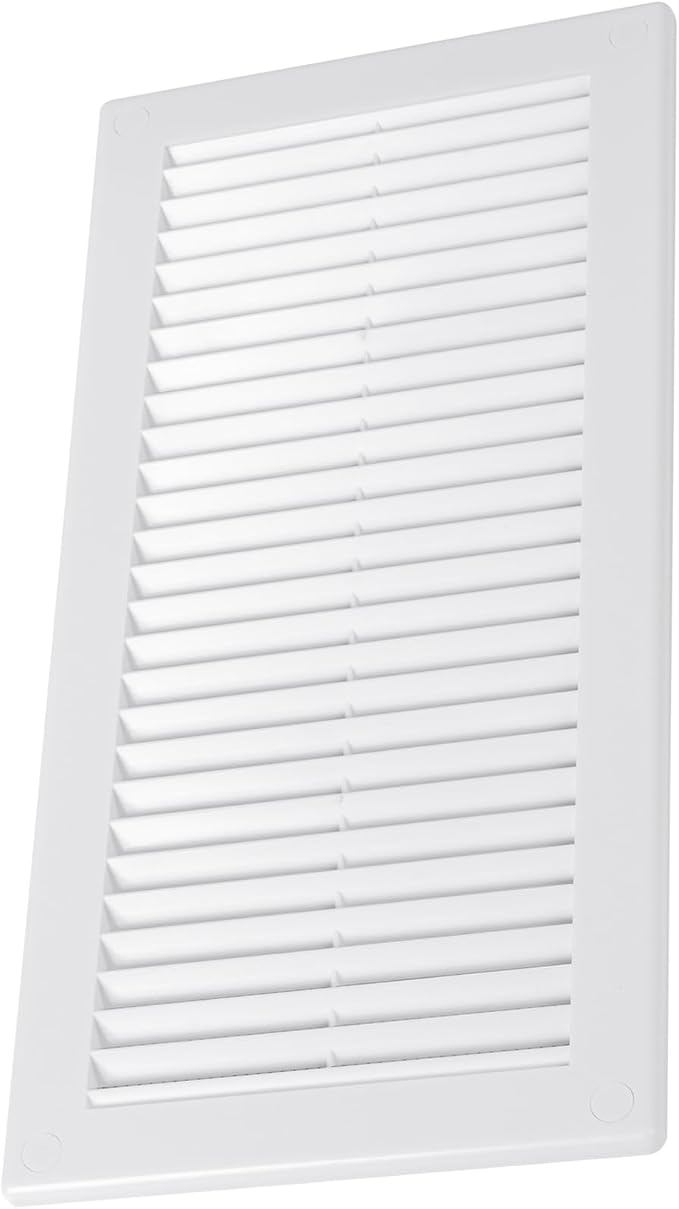 4" x 11" Inch (Opening Dimensions) - Pack of 2 - Plastic White Soffit Vent Cover - Flat Rectangular Air Vent, alternate view