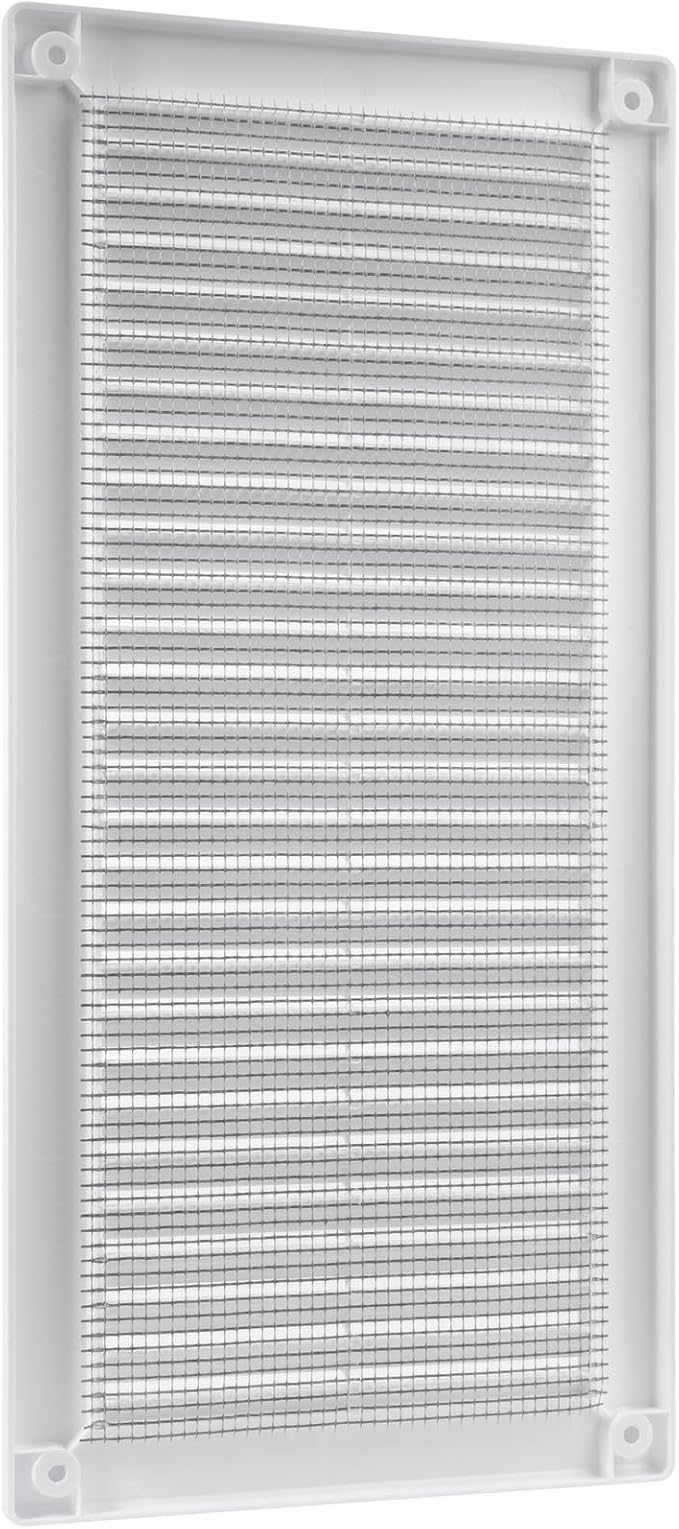 4" x 11" Inch (Opening Dimensions) - Pack of 2 - Plastic White Soffit Vent Cover - Flat Rectangular Air Vent, alternate view