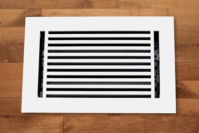 4 x 12 Cast Aluminum Linear Bar Vent Cover with Damper - White (Overall: 5.75 x 13.75) | Floor Register - Wall Register