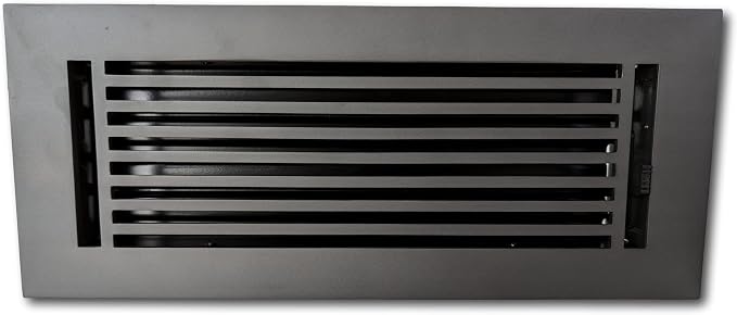 4 x 12 Cast Aluminum Linear Vent Cover with Damper - Carbon Gray (Overall: 5.75 x 13.75) | Floor Register - Wall