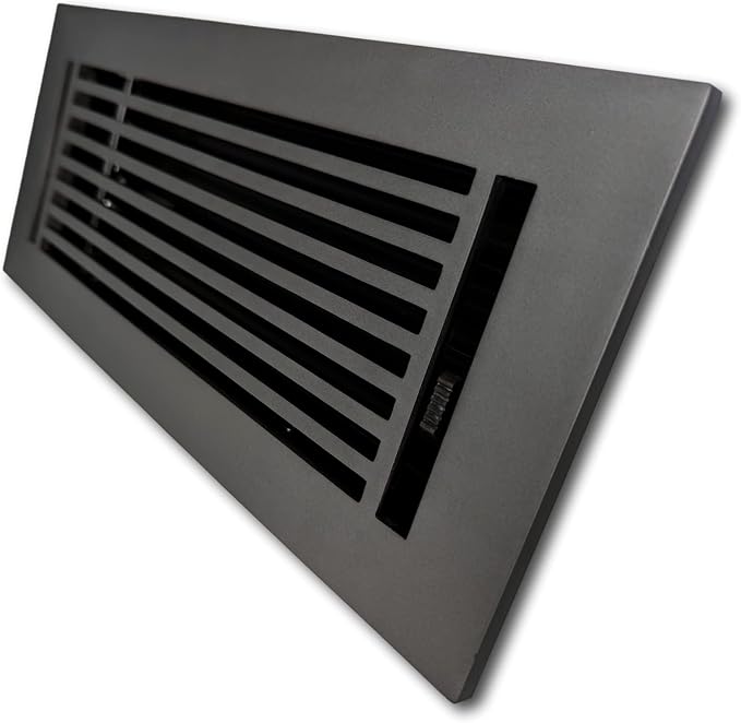 4 x 12 Cast Aluminum Linear Vent Cover with Damper - Carbon Gray (Overall: 5.75 x 13.75) | Floor Register - Wall, alternate
