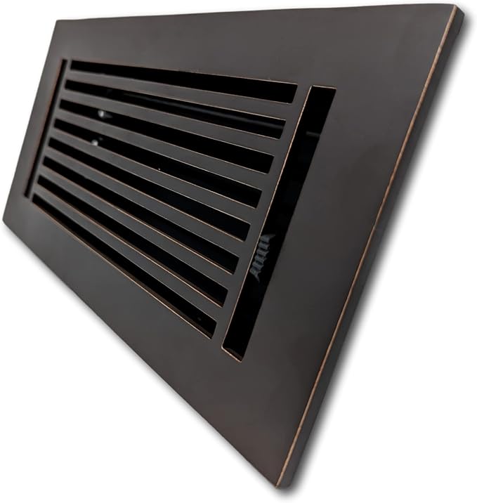4 x 12 Cast Aluminum Linear Vent Cover with Damper - Oxidized Bronze (Overall: 5.75 x 13.75) | Floor Register, alternate view