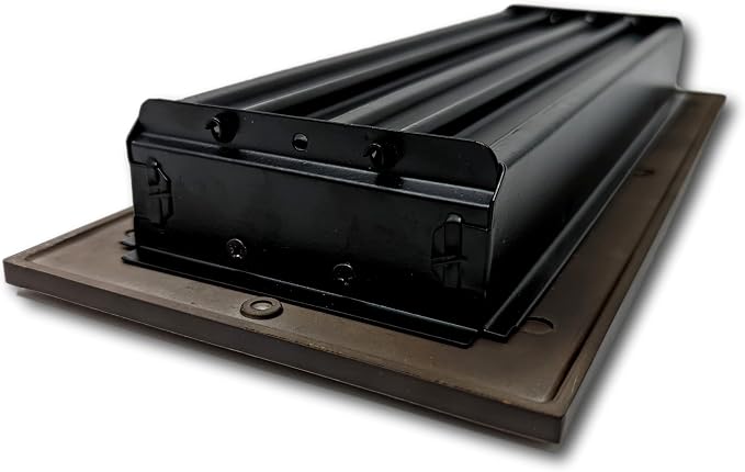 4 x 12 Cast Aluminum Linear Vent Cover with Damper - Oxidized Bronze (Overall: 5.75 x 13.75) | Floor Register, alternate view
