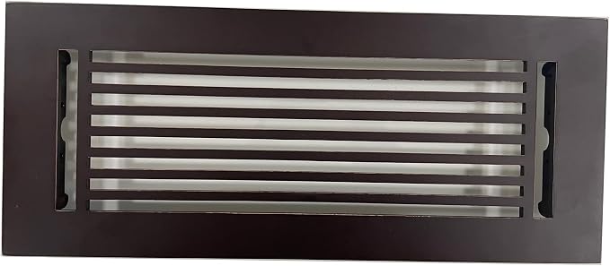 4 x 12 Cast Aluminum Linear Vent Cover with Damper - Oxidized Bronze (Overall: 5.75 x 13.75) | Floor Register, alternate view
