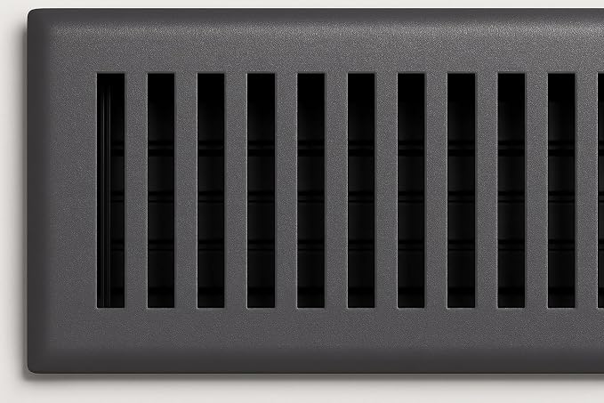4" x 12" Contemporary Design Steel Floor Register in Granite Grey Finish for Floor - Decorative Air Vent Covers, alternate