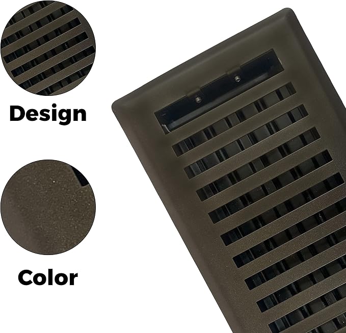 4" x 12" Contemporary Design Steel Floor Register in Metallic Bronze Finish for Floor l- Decorative Air Vent, alternate view