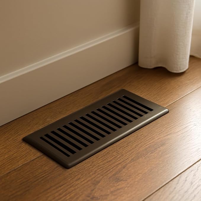 4" x 12" Contemporary Design Steel Floor Register in Metallic Bronze Finish for Floor l- Decorative Air Vent, alternate view