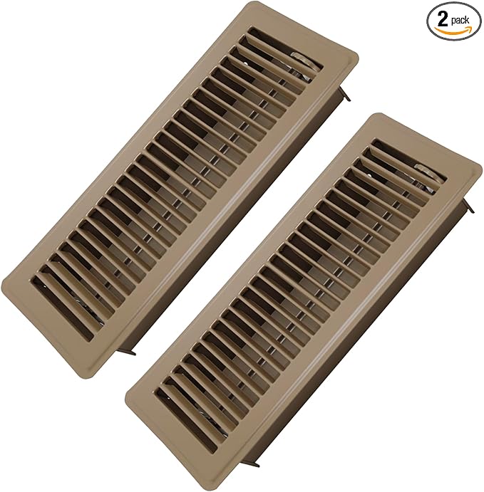 4" x 12" Floor Register 2 Pack - Heavy Duty Steel Walkable Floor Vents - Easy Adjust Air Supply Lever - Vent