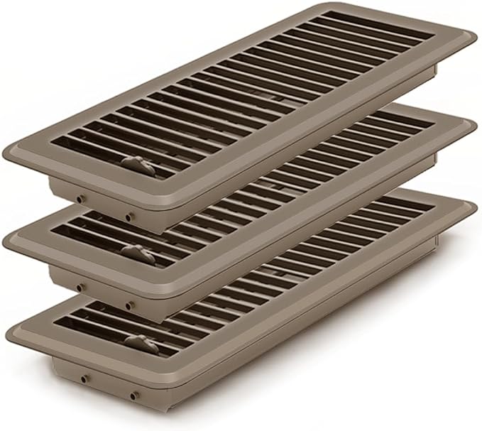 4" x 12" Floor Register 3 Pack, Heavy Duty Steel Walkable Floor Vents, Easy Adjust Air Vent Covers for Home