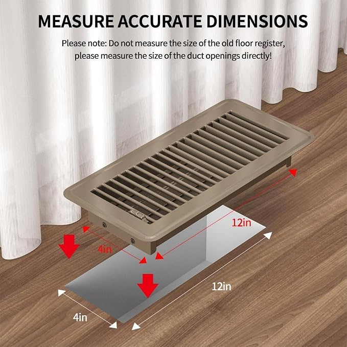 4" x 12" Floor Register 3 Pack, Heavy Duty Steel Walkable Floor Vents, Easy Adjust Air Vent Covers for Home, alternate view 3