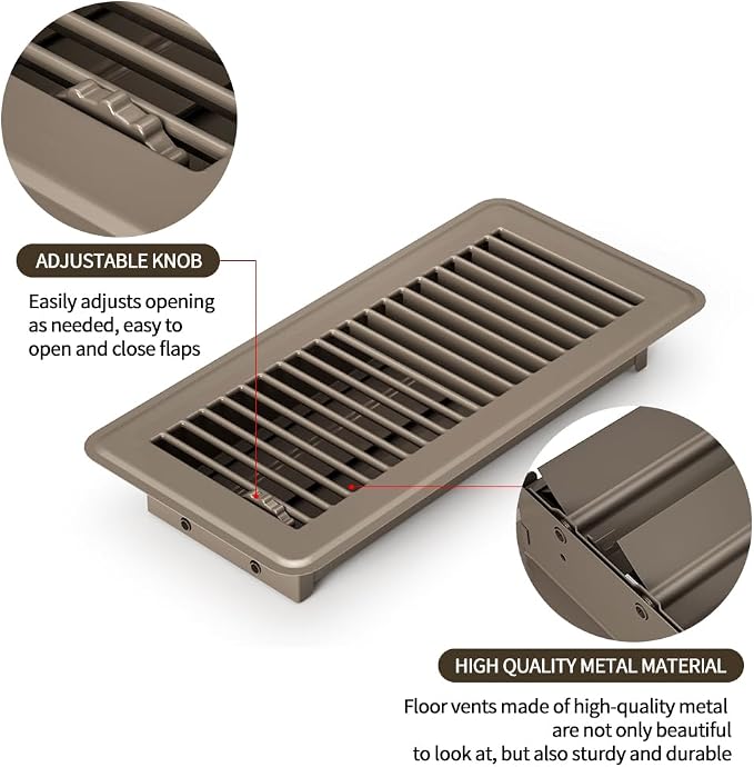 4" x 12" Floor Register 3 Pack, Heavy Duty Steel Walkable Floor Vents, Easy Adjust Air Vent Covers for Home, alternate view 4